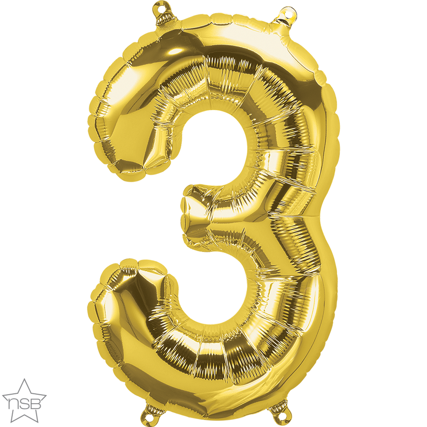 Gold Number 3 Balloon - 16" Foil