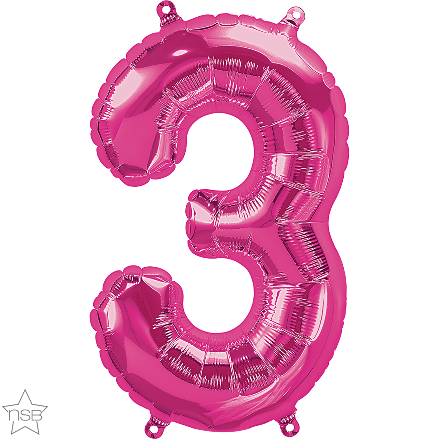 Magenta Number 3 Balloon - 16" Foil