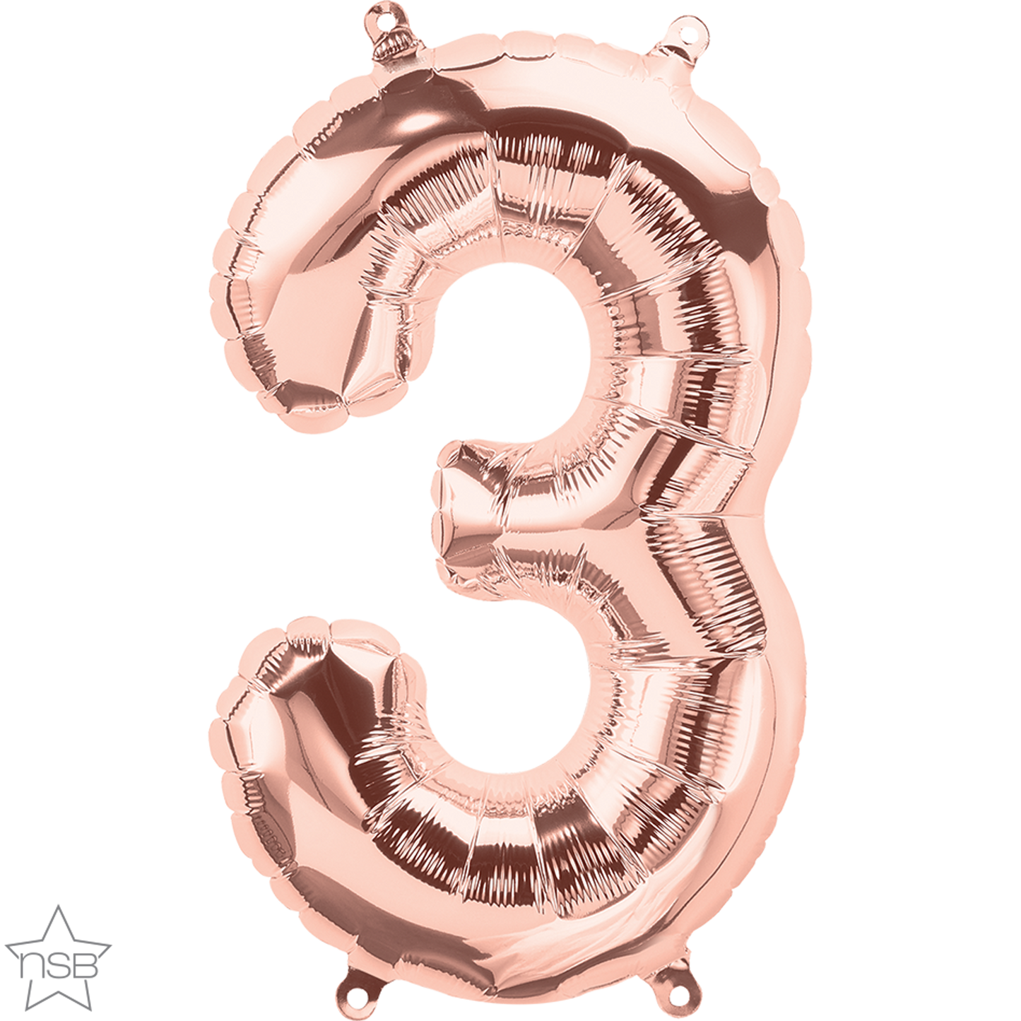 Rose Gold Number 3 Balloon - 16" Foil