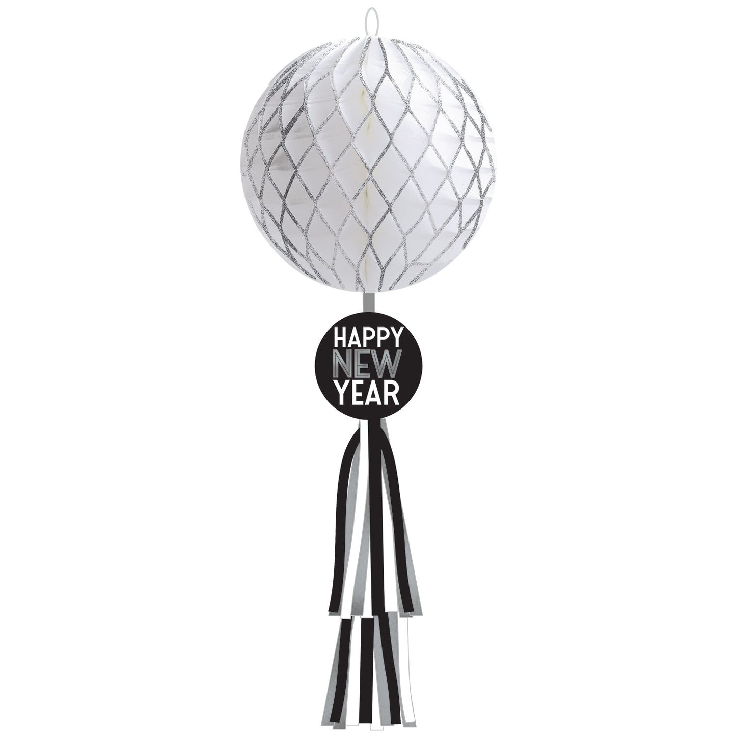 New Year Disco Ball Glitter Honeycomb Ball with Tail - 70cm