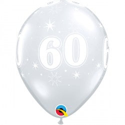 Diamond Clear Age 60 Sparkle-A-Round Balloons - 11" Latex (25ct)
