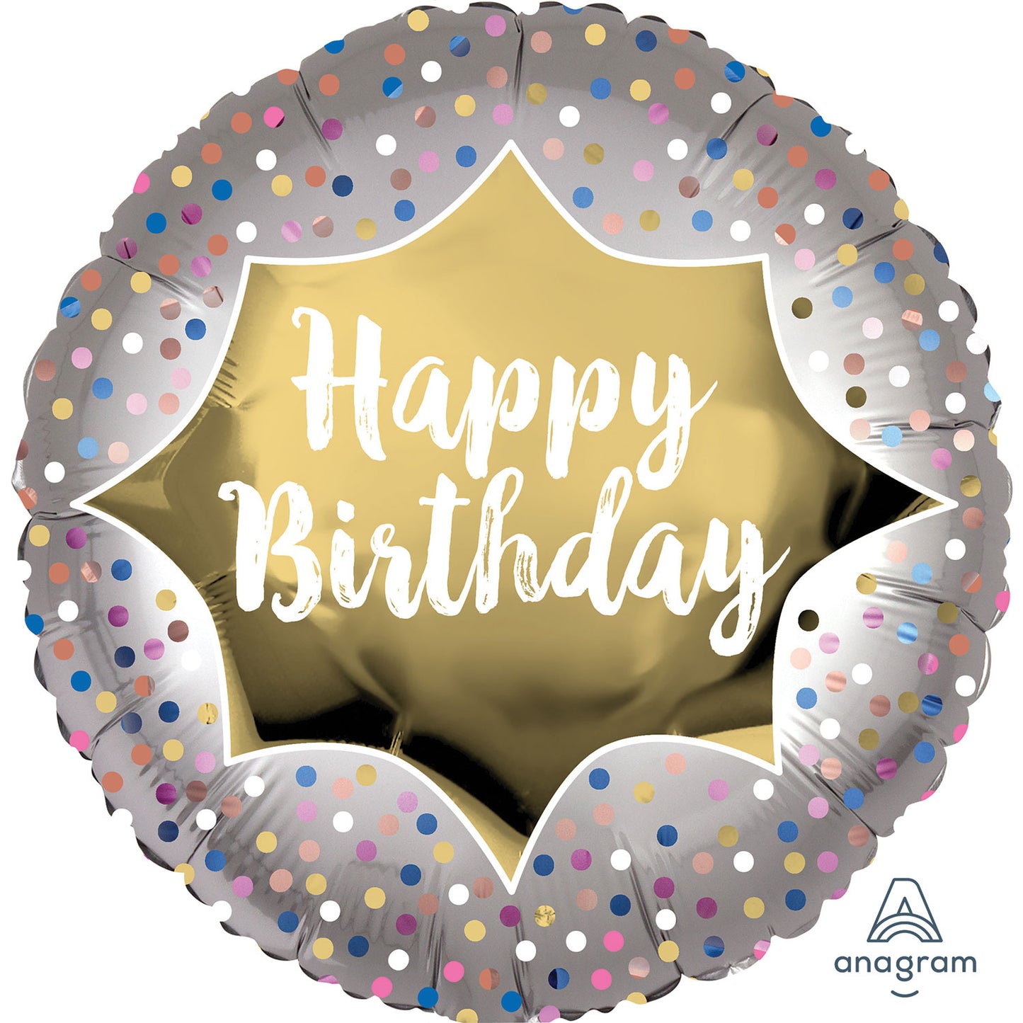 Happy Birthday Satin Gold Burst Balloon - 18" Foil
