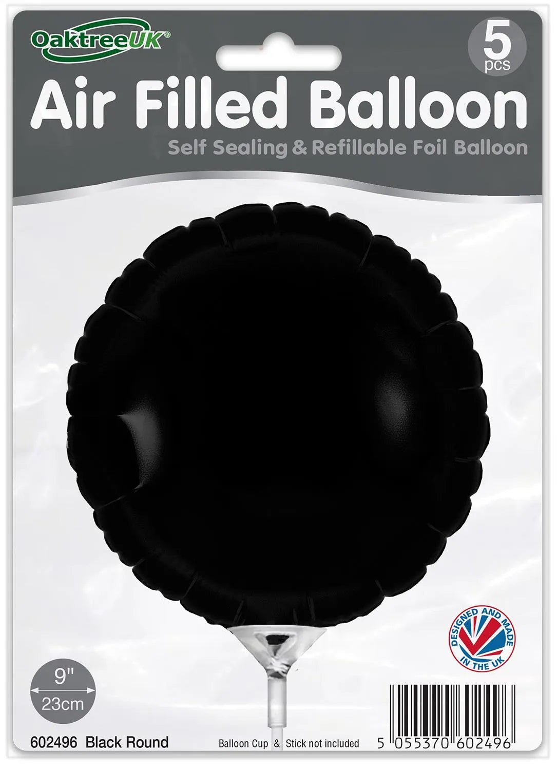 Black Round 9" Packaged Self Sealing x 5pcs