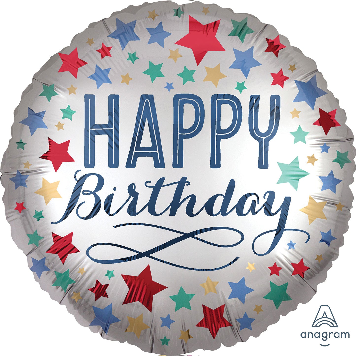Happy Birthday Satin Stars Standard XL - Foil 18"