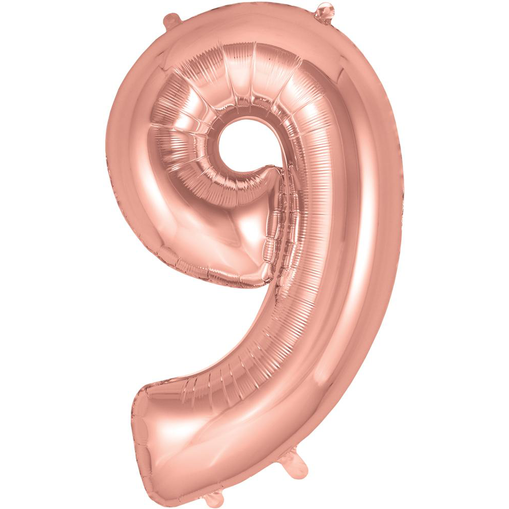 Rose Gold Number 9 Balloon - 34" Foil