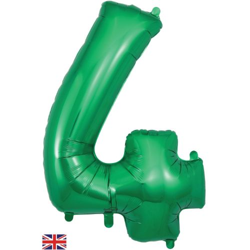 Green Number 4 Balloon - 34" Foil