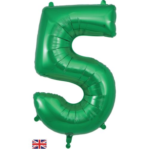 Green Number 5 Balloon - 34" Foil