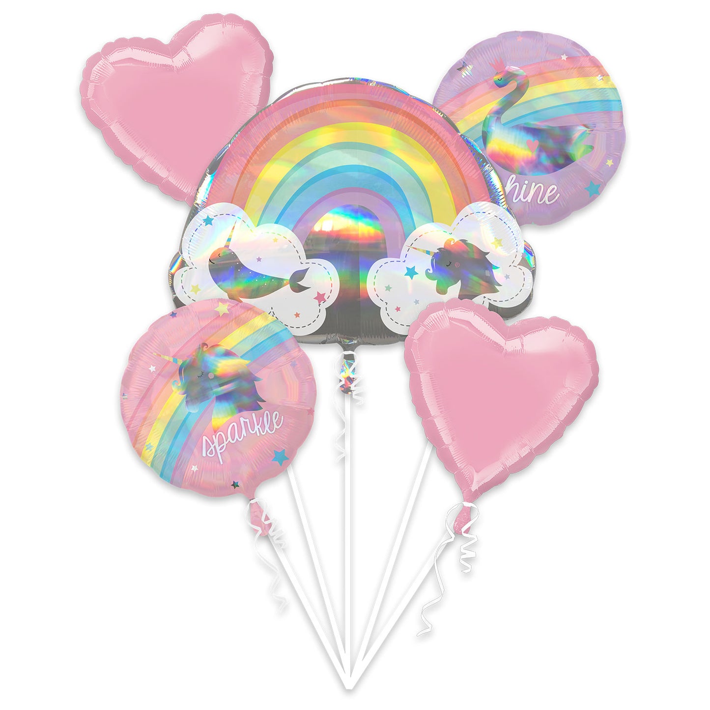 Magical Rainbow Holographic Balloon Bouquet - Foil