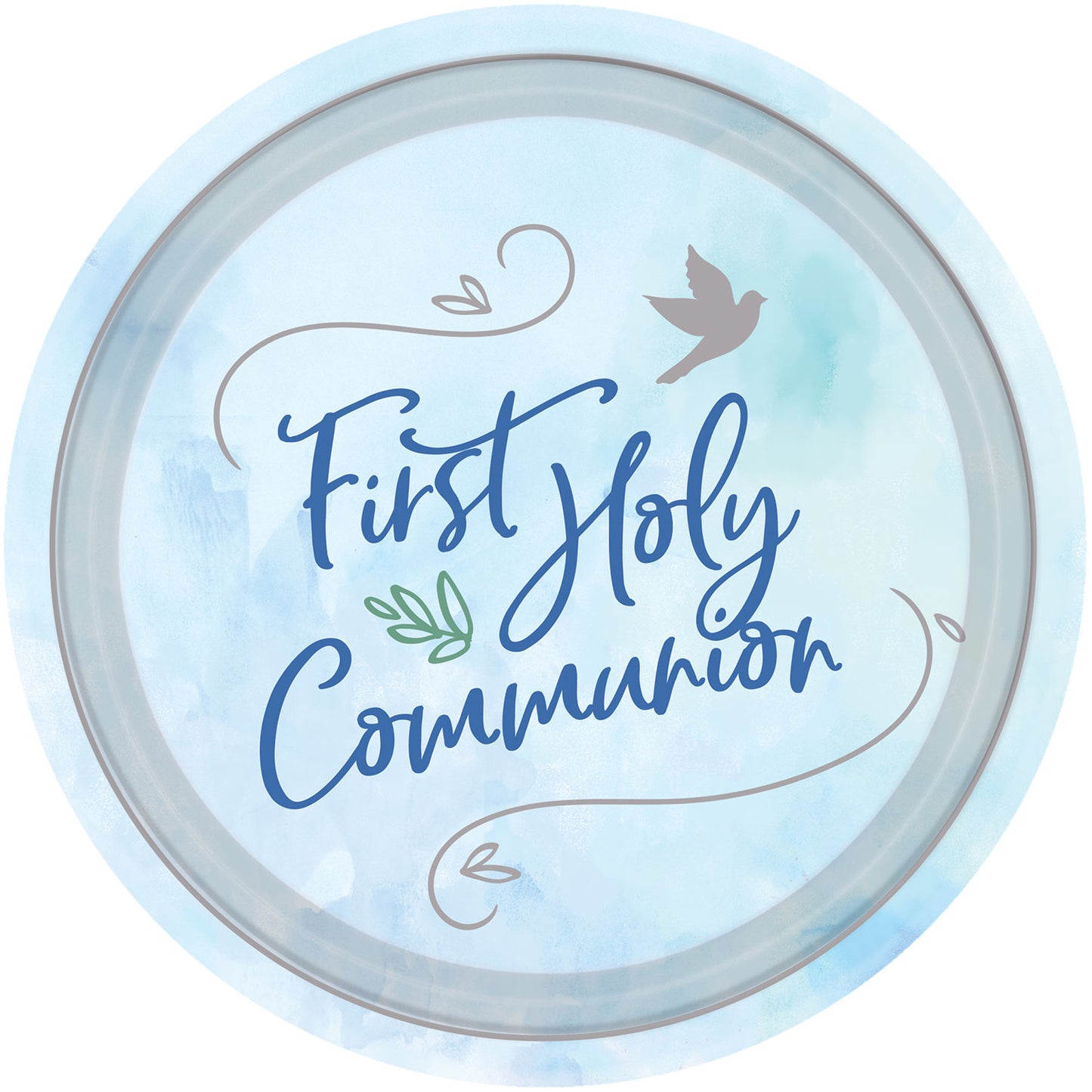 First Holy Communion Blue Paper Plates - 23cm (8ct)