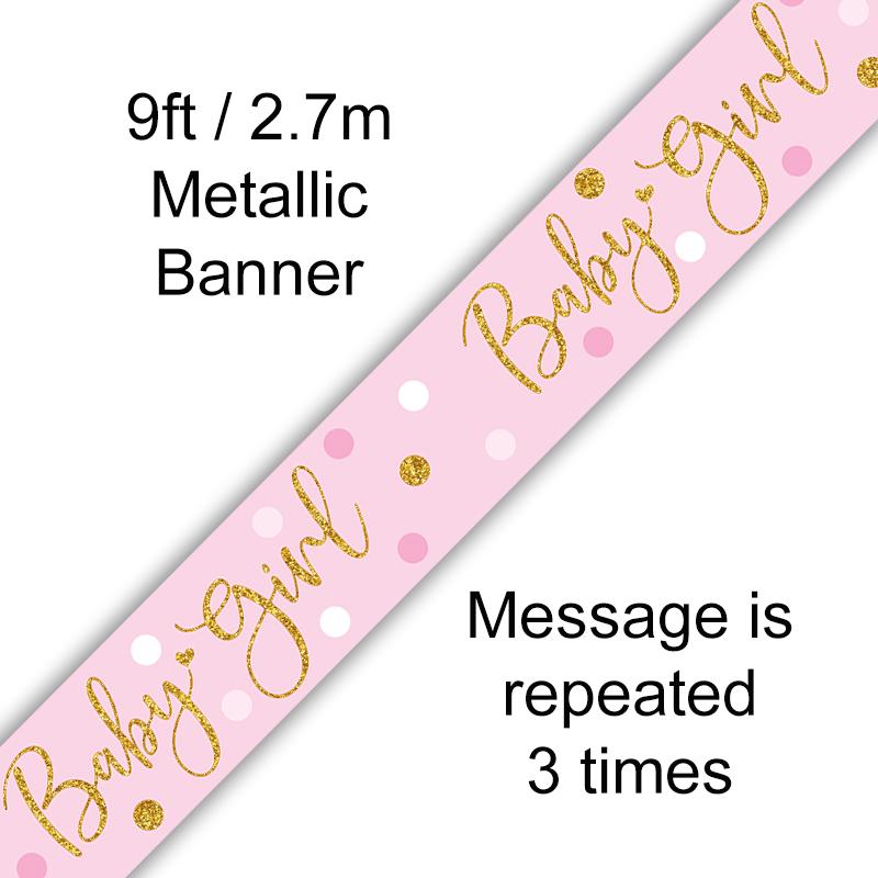 Sparkling Baby Girl Birthday Banner - (6ct) 9ft / 2.7m