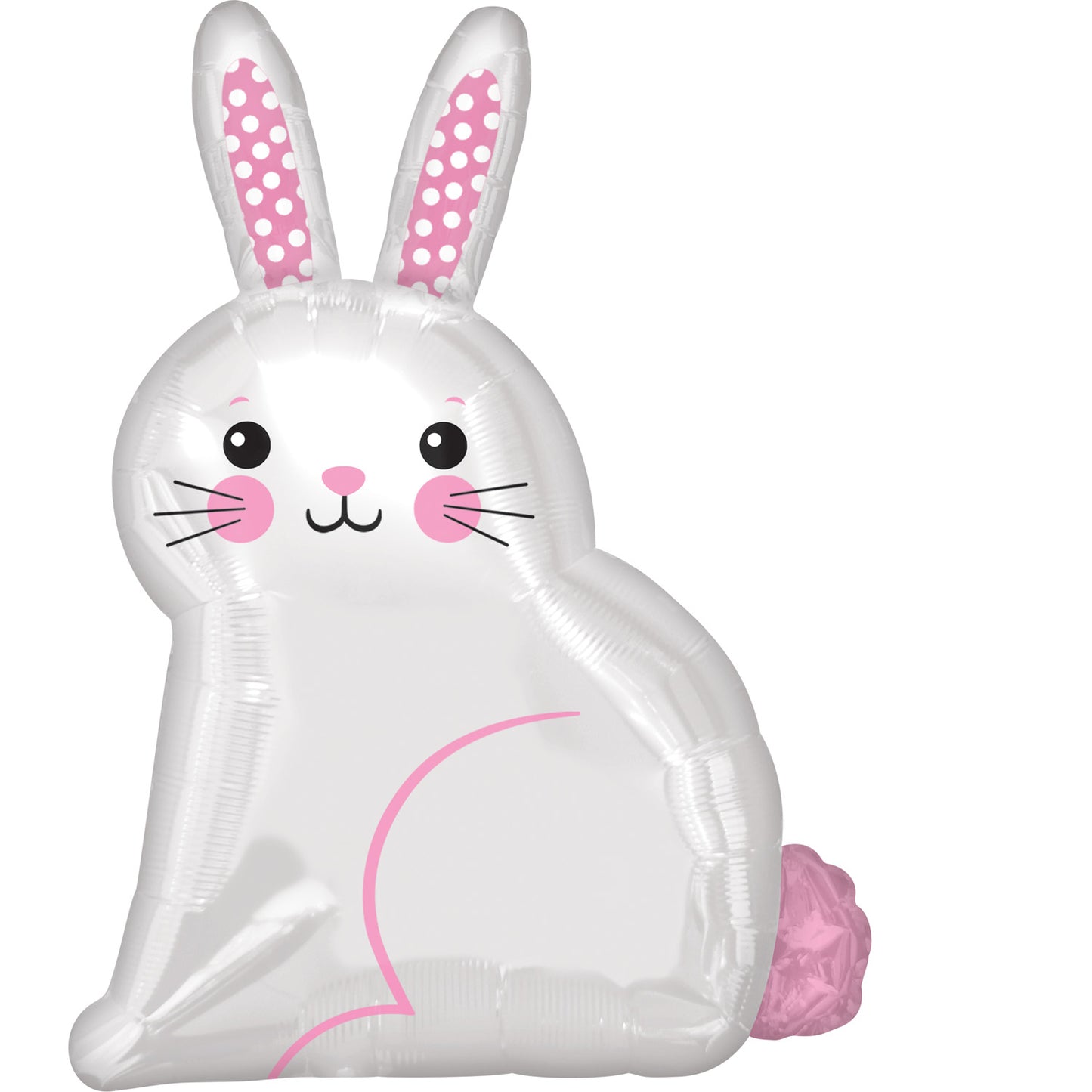 White Satin Bunny Easter Jnr Shape Balloon - Foil 16"/40cm x 22"/55cm