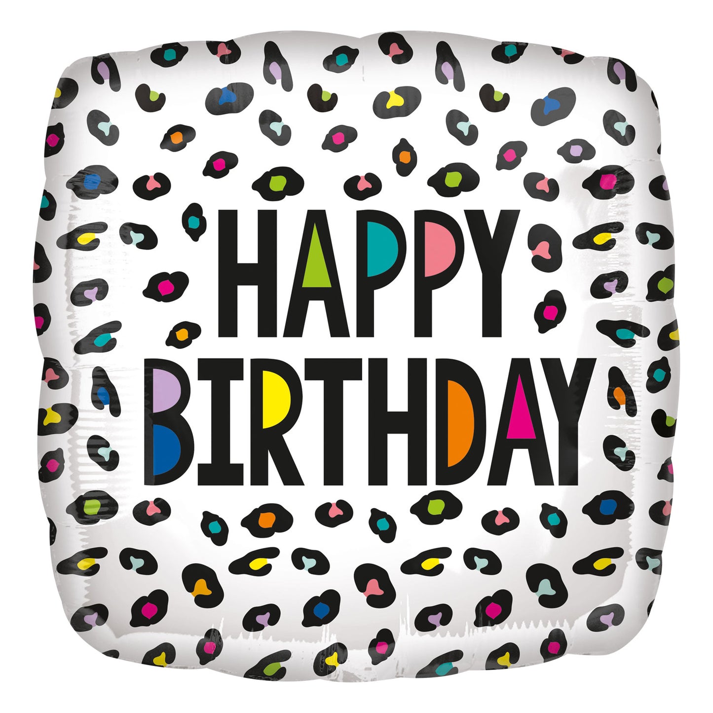Happy Birthday Rainbow Leopard Foil Balloons - Foil 18"
