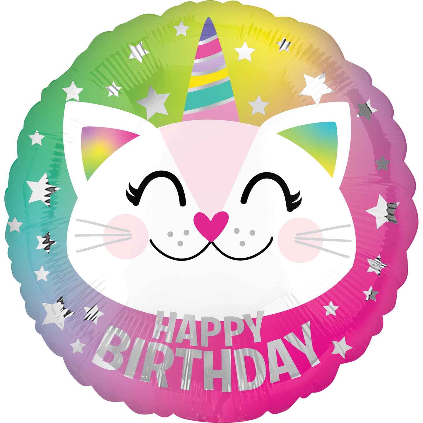 Satin Caticorn XL Happy Birthday Balloon - Foil