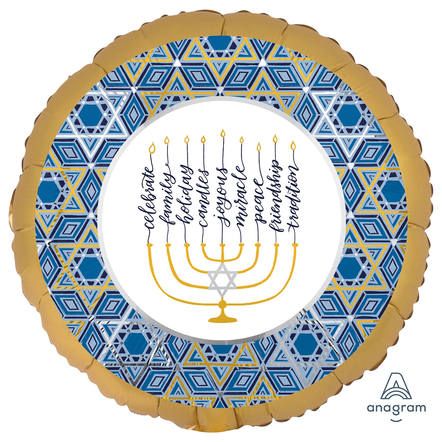 Hanukkah Festival Lights Satin Luxe Standard Foil Balloon