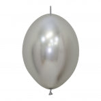 Reflex Solid 981 Silver Link-O-Loon Balloons - 12" Latex (50ct)