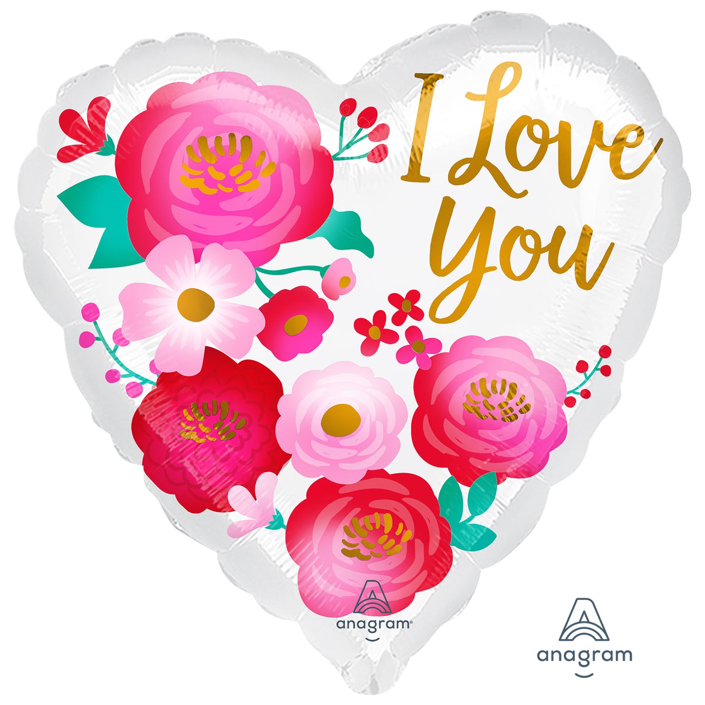 Love You Ombre Flowers Valentine's Balloon - 18" Foil
