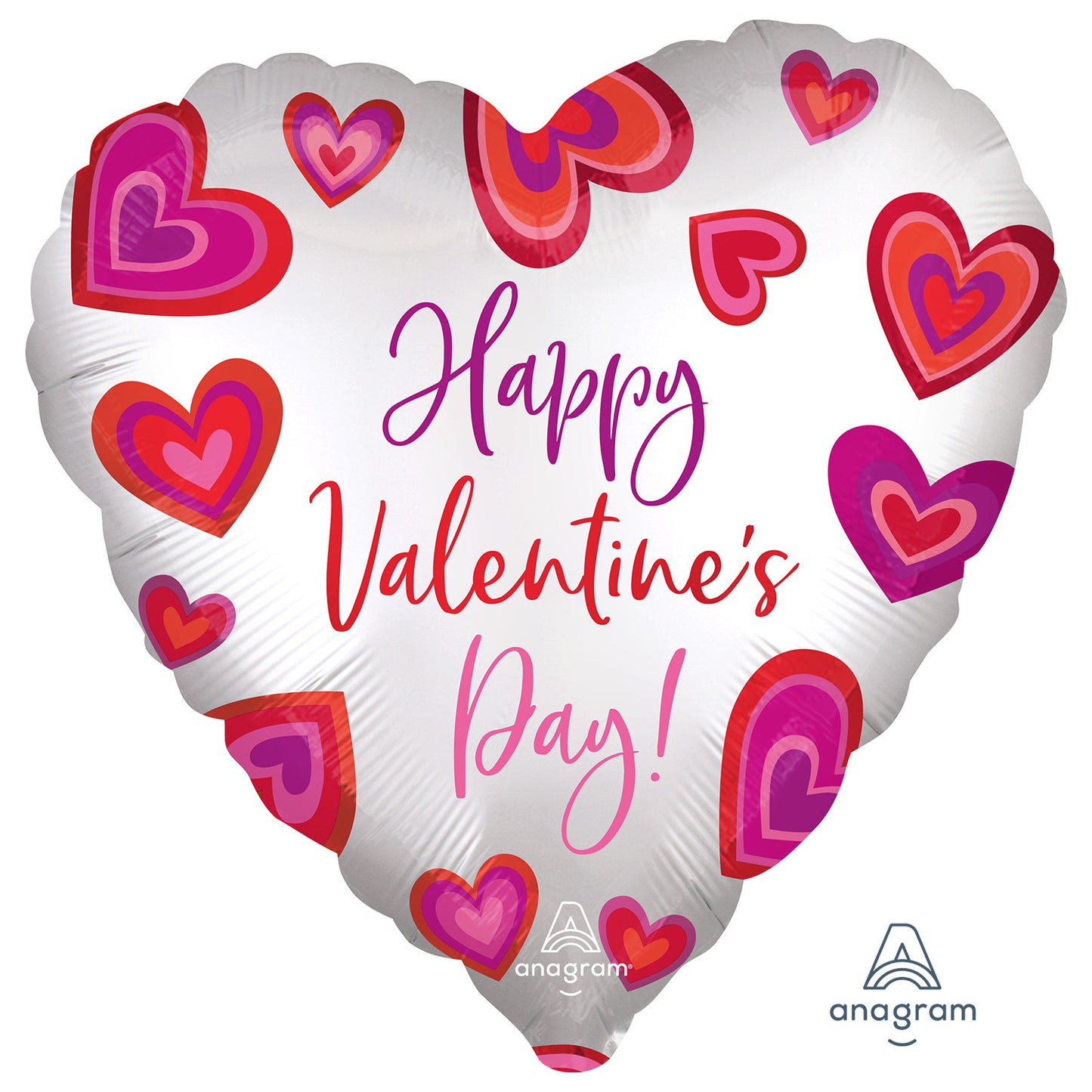 Happy Valentine's Day Floating Hearts Satin Luxe Balloon - Foil 18"