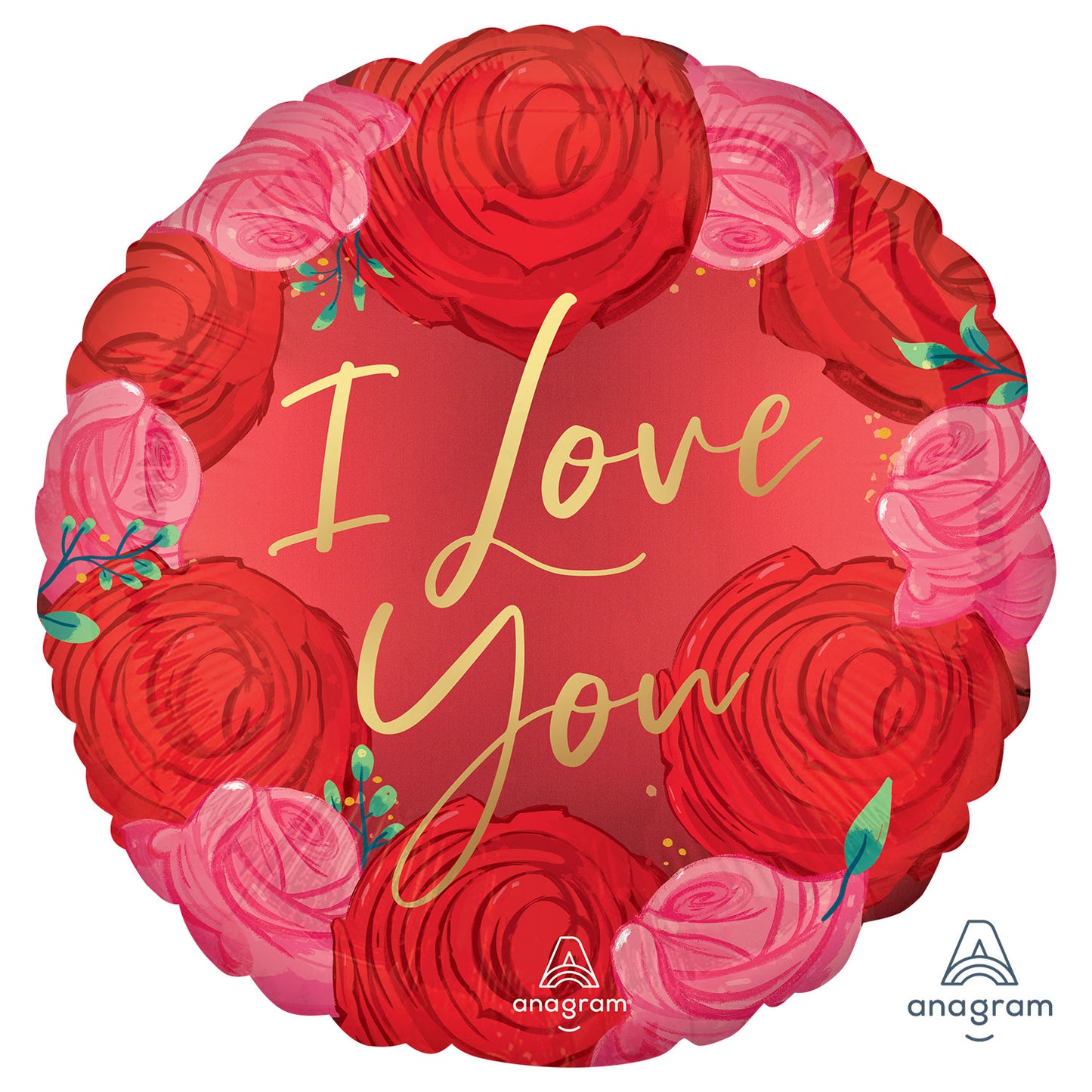 I Love You Romantic Roses Foil Balloons - Foil