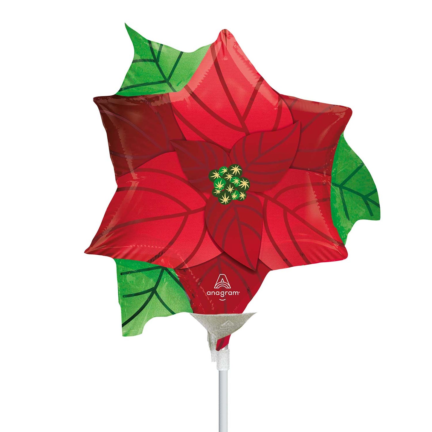 Poinsettia Christmas MiniShape Air-Filled Balloon – Foil 14"