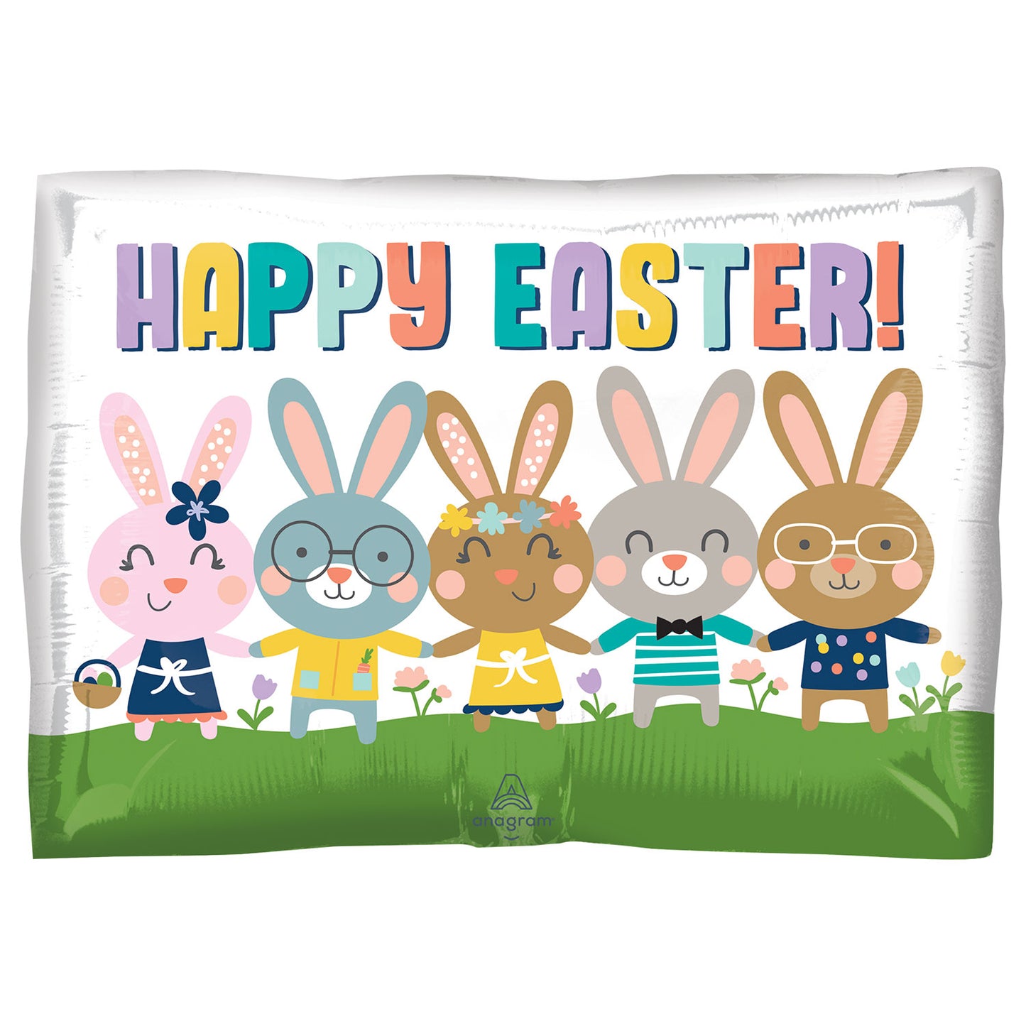 Happy Easter Bunnies Standard Balloon - Foil 18" X 16" wide