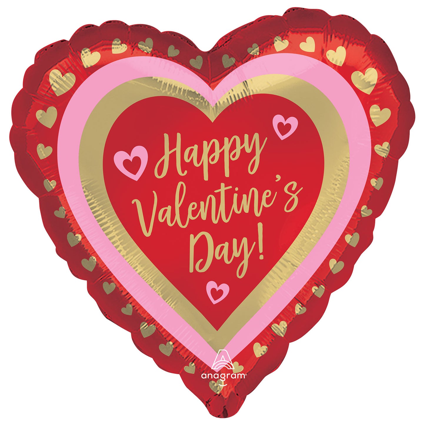 Valentine's Golden Hearts Standard Balloon - Foil 18"