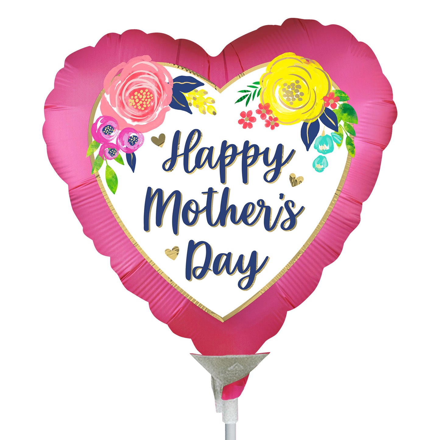 Floral Pink Watercolour Mother's day Mini Shape Balloon - 9" Foil