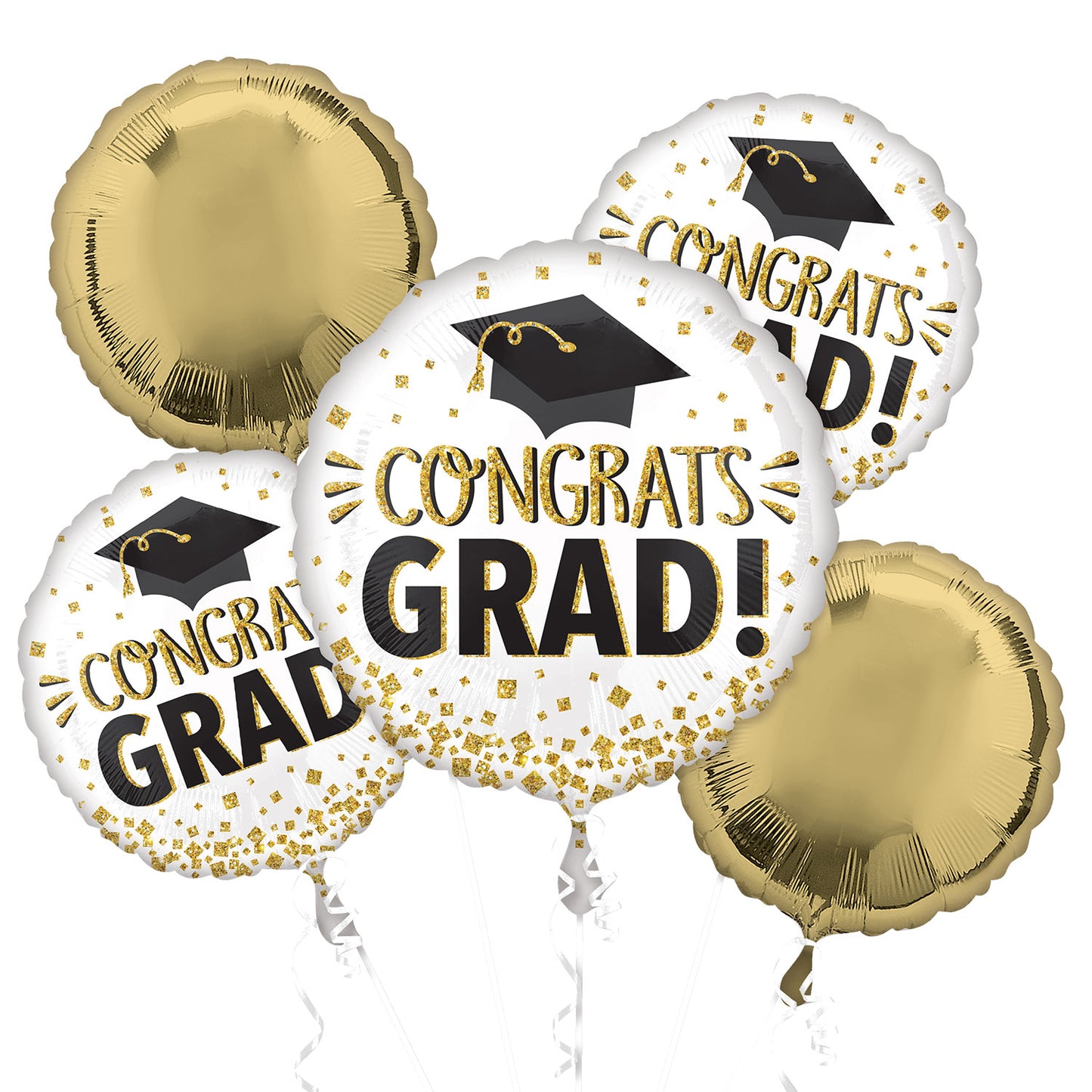 Congrats Grad gold bouquet Balloon - 5 X18" Foil