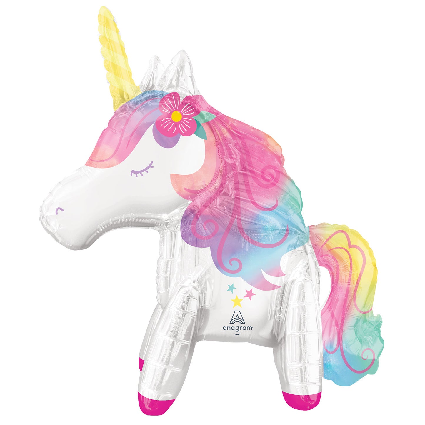 Enchanted Unicorn Airfilled XL Multi Balloon - 22"/55cm w x 25"/63cm h