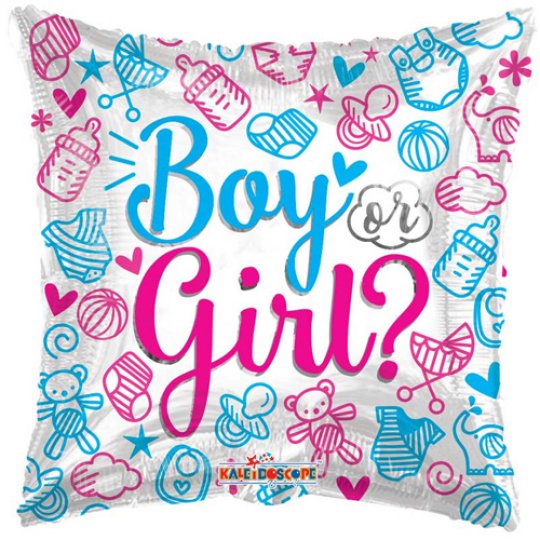 Boy Or Girl Gender Reveal Square Balloon - 18" Foil