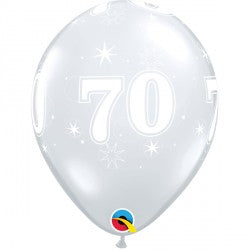 Diamond Clear Age 70 Sparkle-A-Rnd Balloons - 11" Latex (25ct)