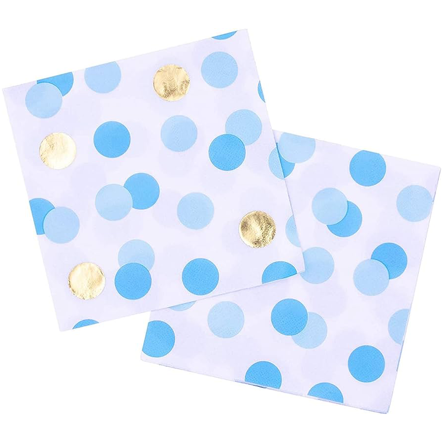 Blue & Gold Dots Paper Napkins - (16ct)