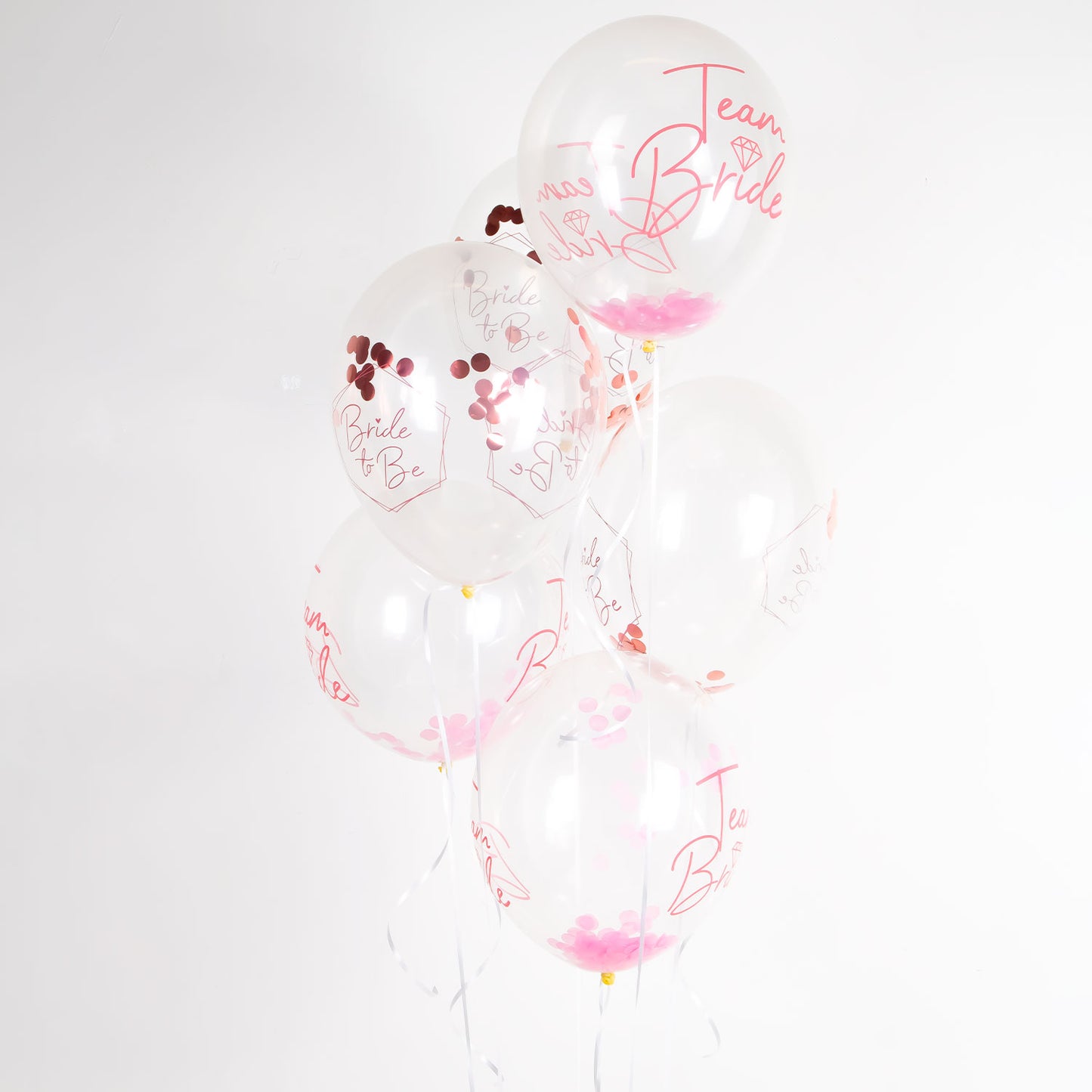 Team Bride 1 Colour Print Latex Balloons With Confetti Filling - 11" Latex (6ct)