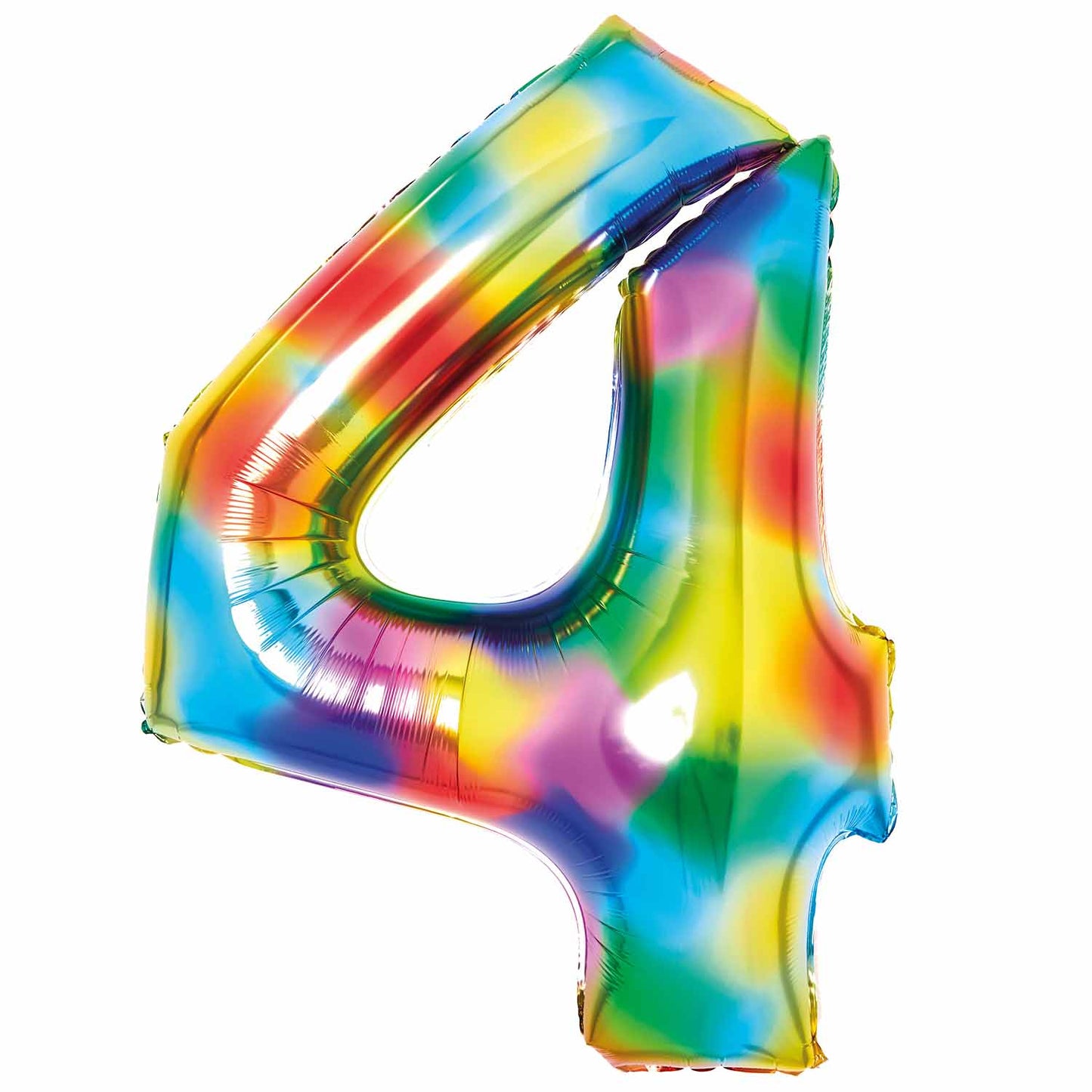 Bright Rainbow Number 4 Balloon - 34" Foil