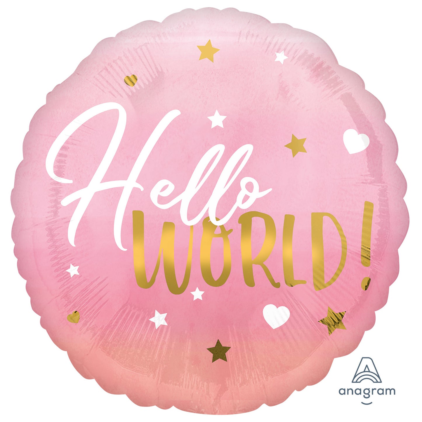 Pink Baby Girl Hello World Foil Balloons - Foil 18"