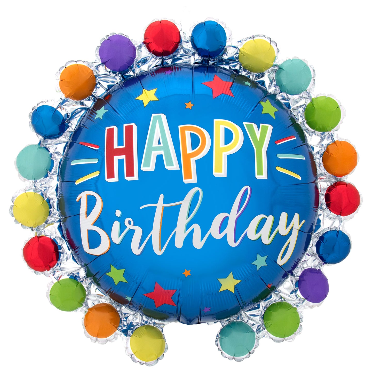 Dot and Circle Birthday SuperShape Balloon - 25"/63cm w 26"/66cm Foil