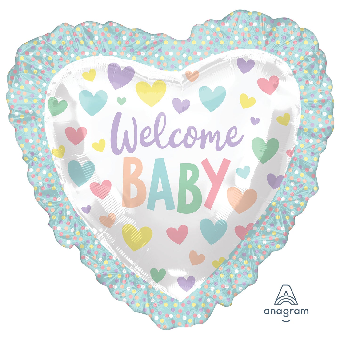 Baby Ruffle Heart SuperShape Foil Balloons - foil 28"/71cm w x 28"/71cm h