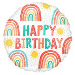 Retro Rainbow Birthday Balloon - 18" Foil
