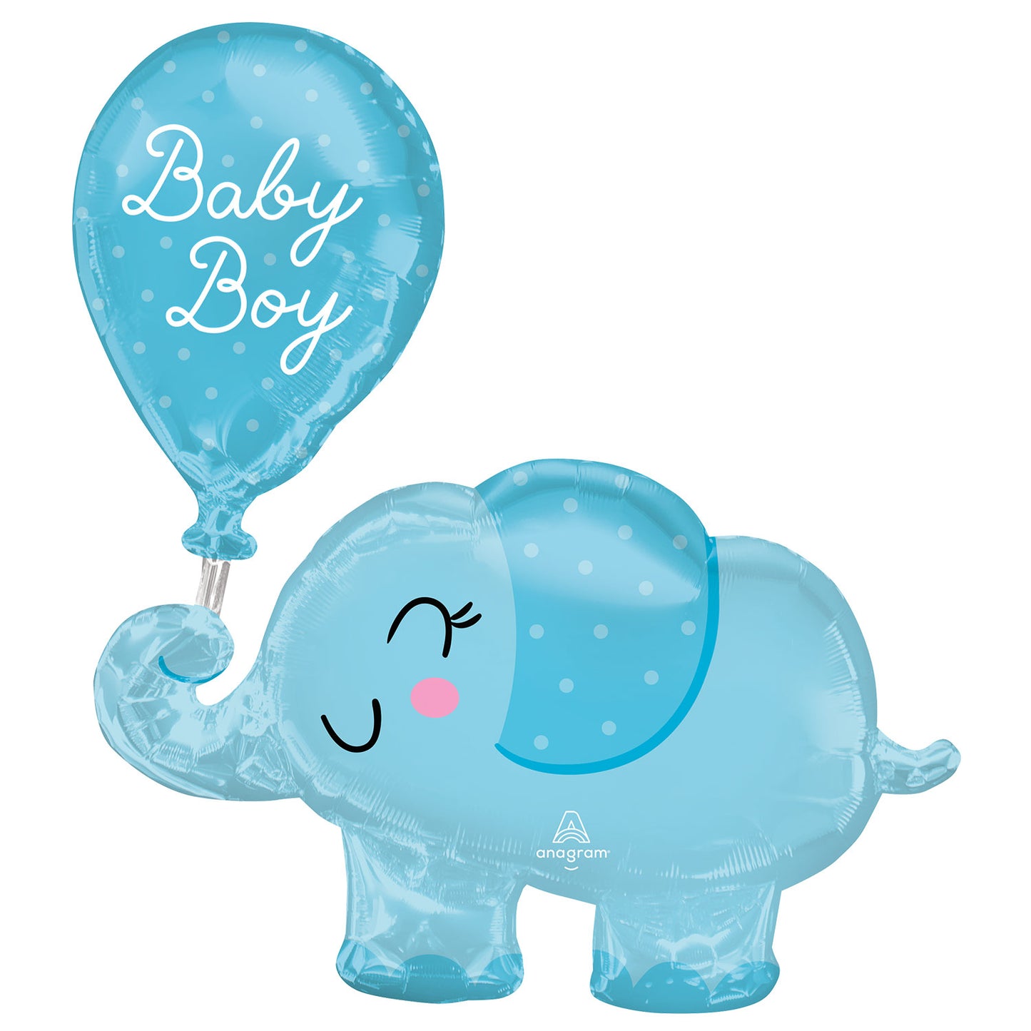 Baby Boy Elephant Supershape Balloons - Foil 29"/73cm w x 31"/78cm h