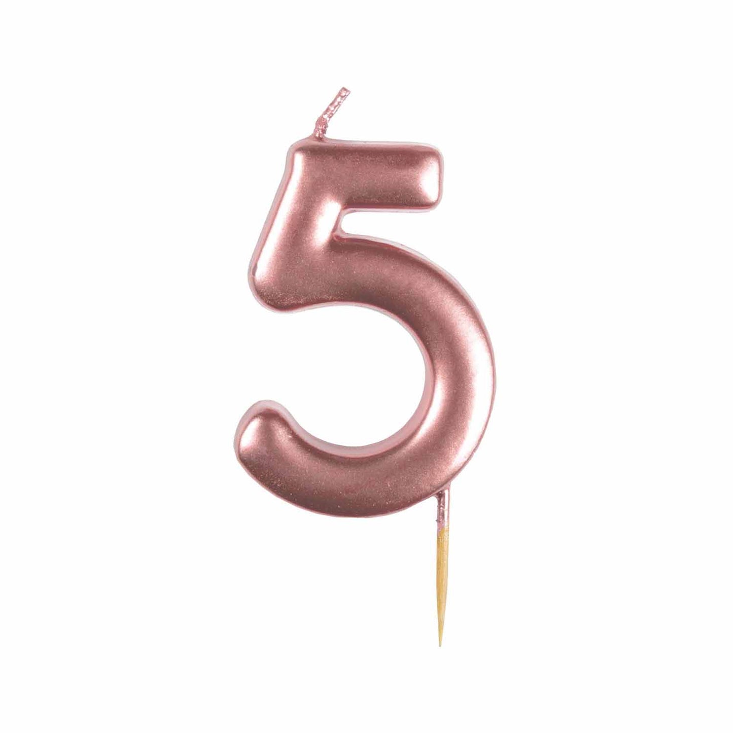 #5 Metallic Rose Gold Finish Numerical Candle (6cm) - 1 PC