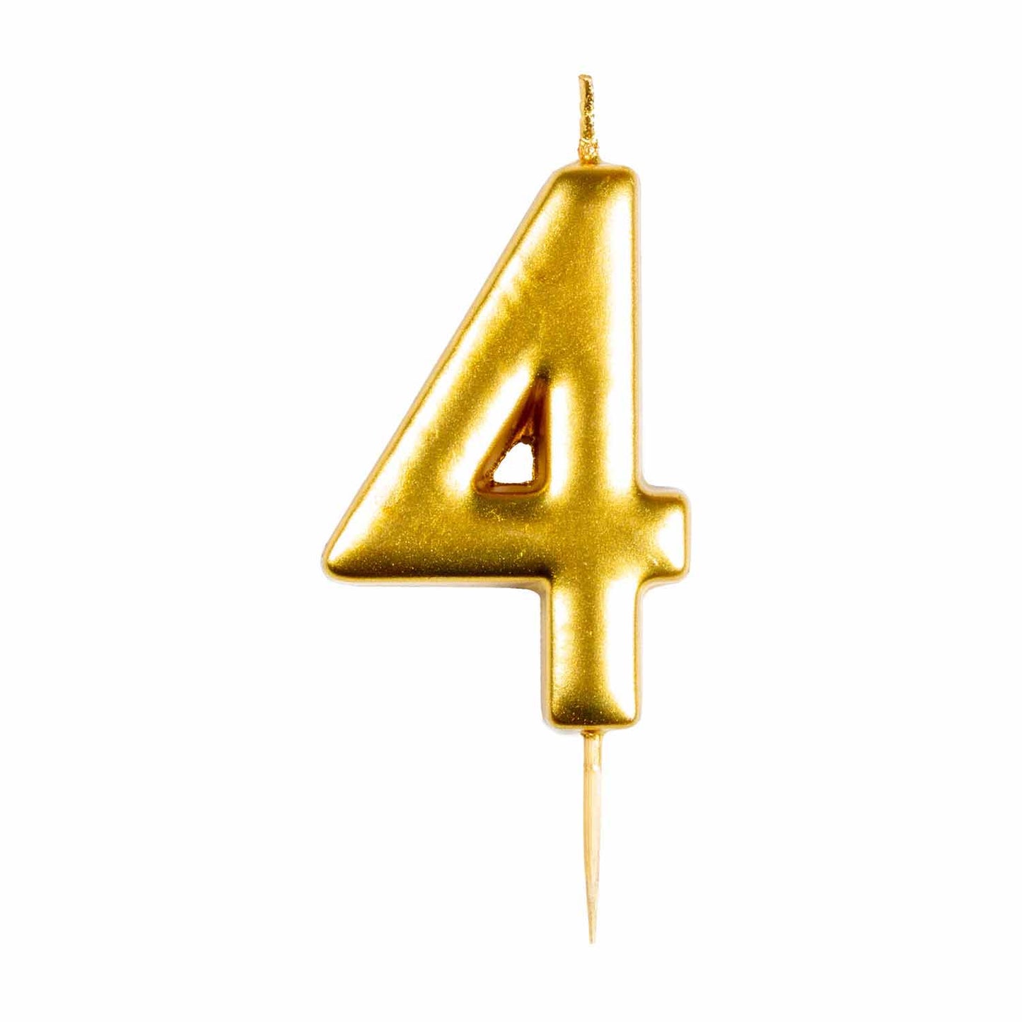 #4 Metallic Gold Finish Numerical Candle (6cm) - 1 PC