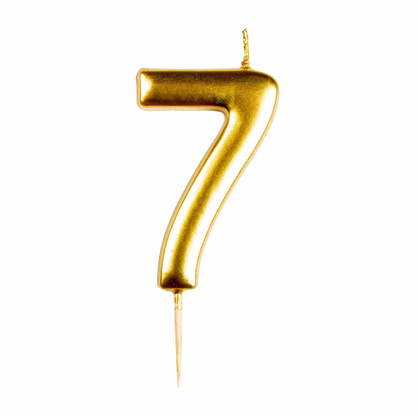 #7 Metallic Gold Finish Numerical Candle (6cm) - 1 PC