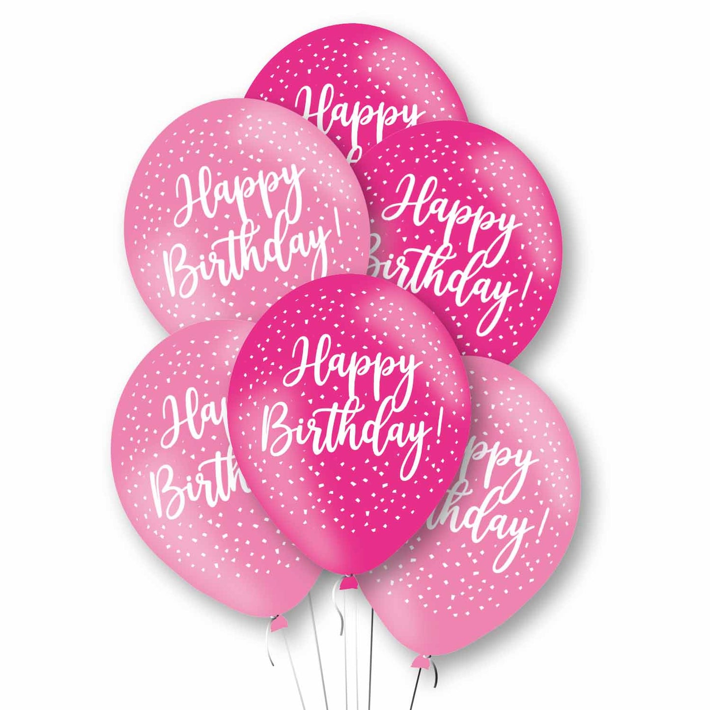Happy Birthday Pink Mix Latex Balloons 11"/27.5cm - 1 PKG/6
