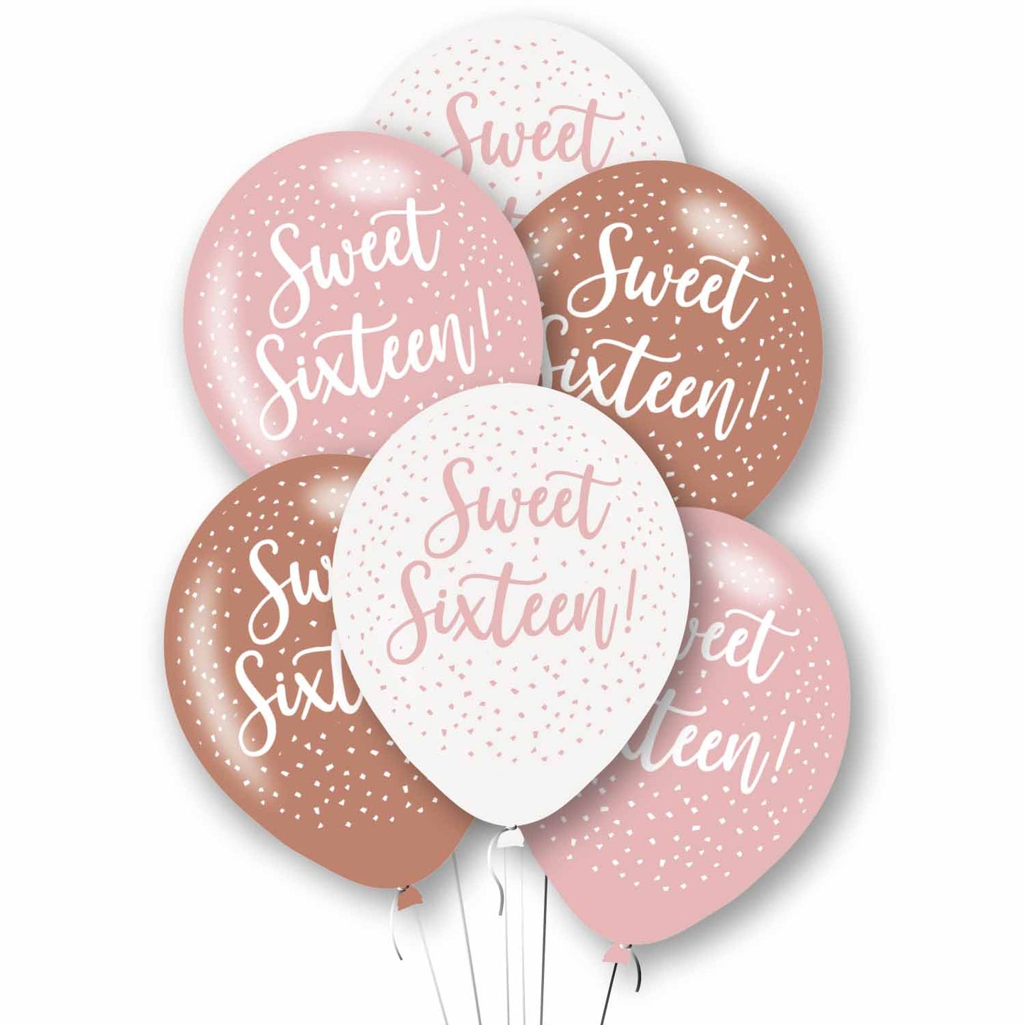 Sweet Sixteen Rose Gold Mix Latex Balloons 11"/27.5cm - 1 PKG/6