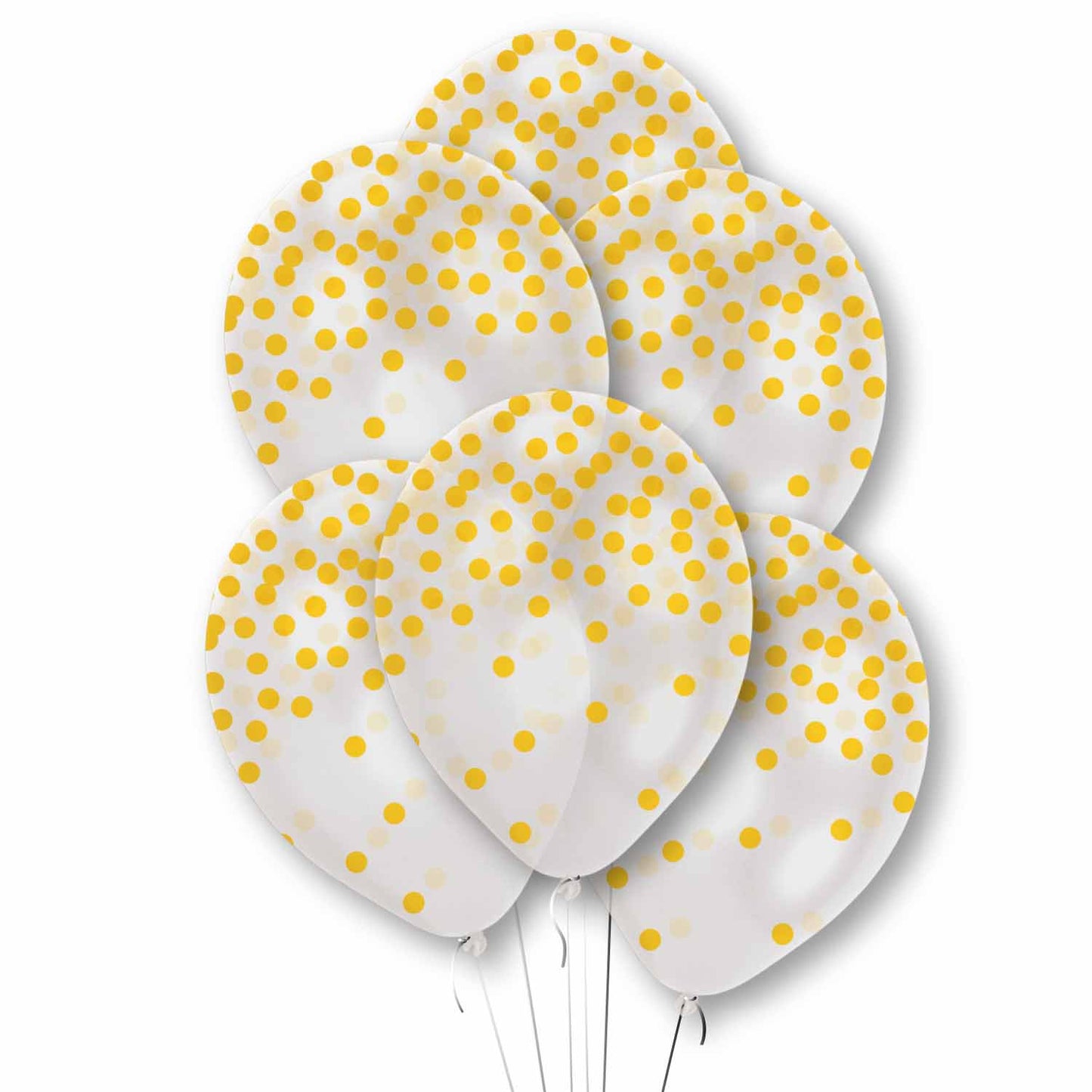 Gold Printed Confetti Clear Latex Balloons 11"/27.5cm - 1 PKG/6