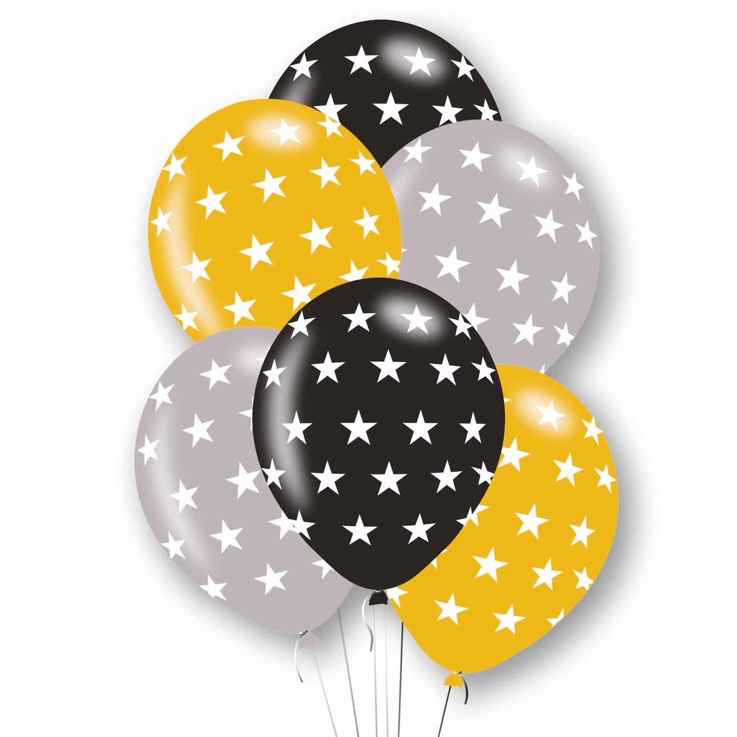 Stars Black, Silver & Gold Mix Latex Balloons - 11" Latex (6ct)