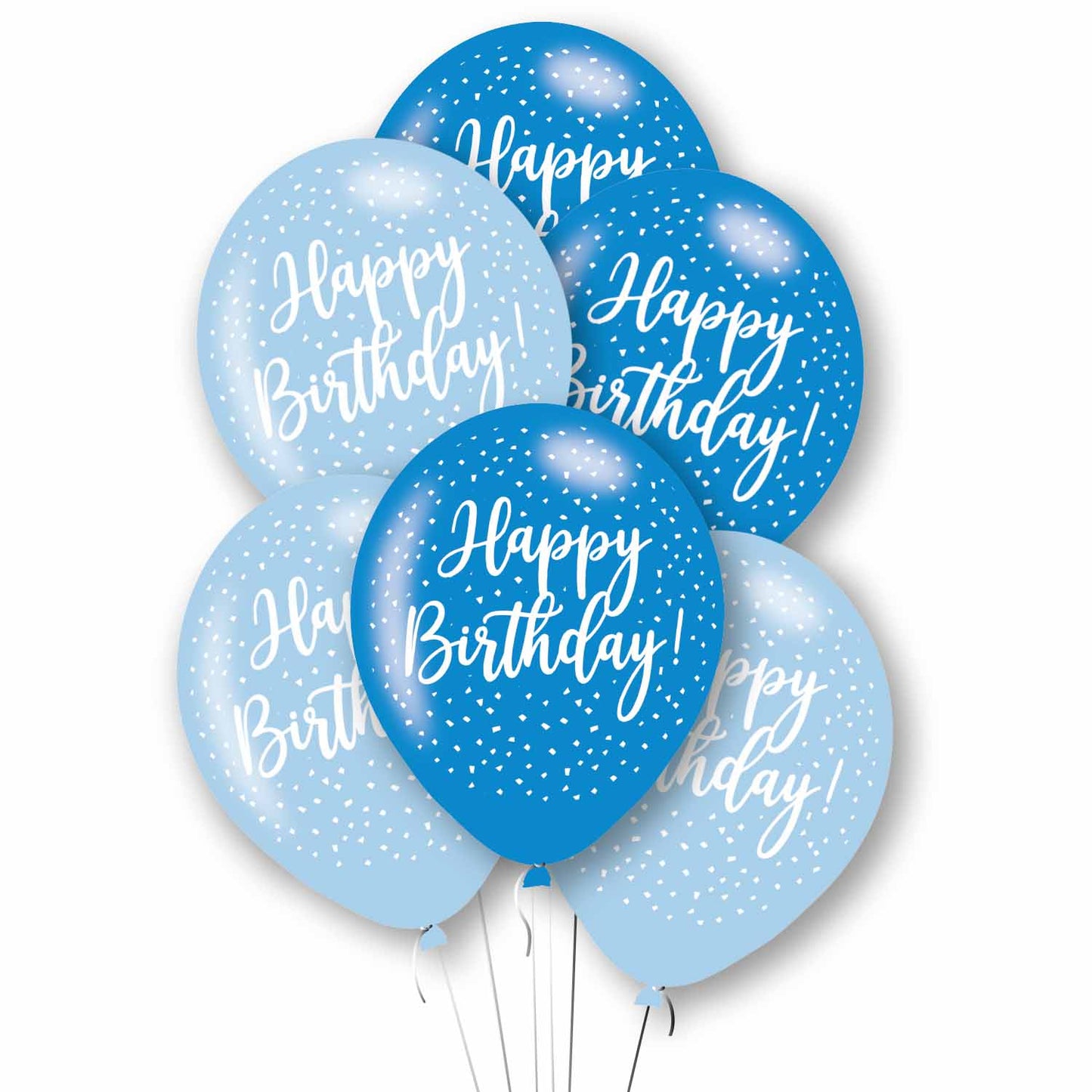 Happy Birthday Blue Mix Latex Balloons 11"/27.5cm - 1 PKG/6