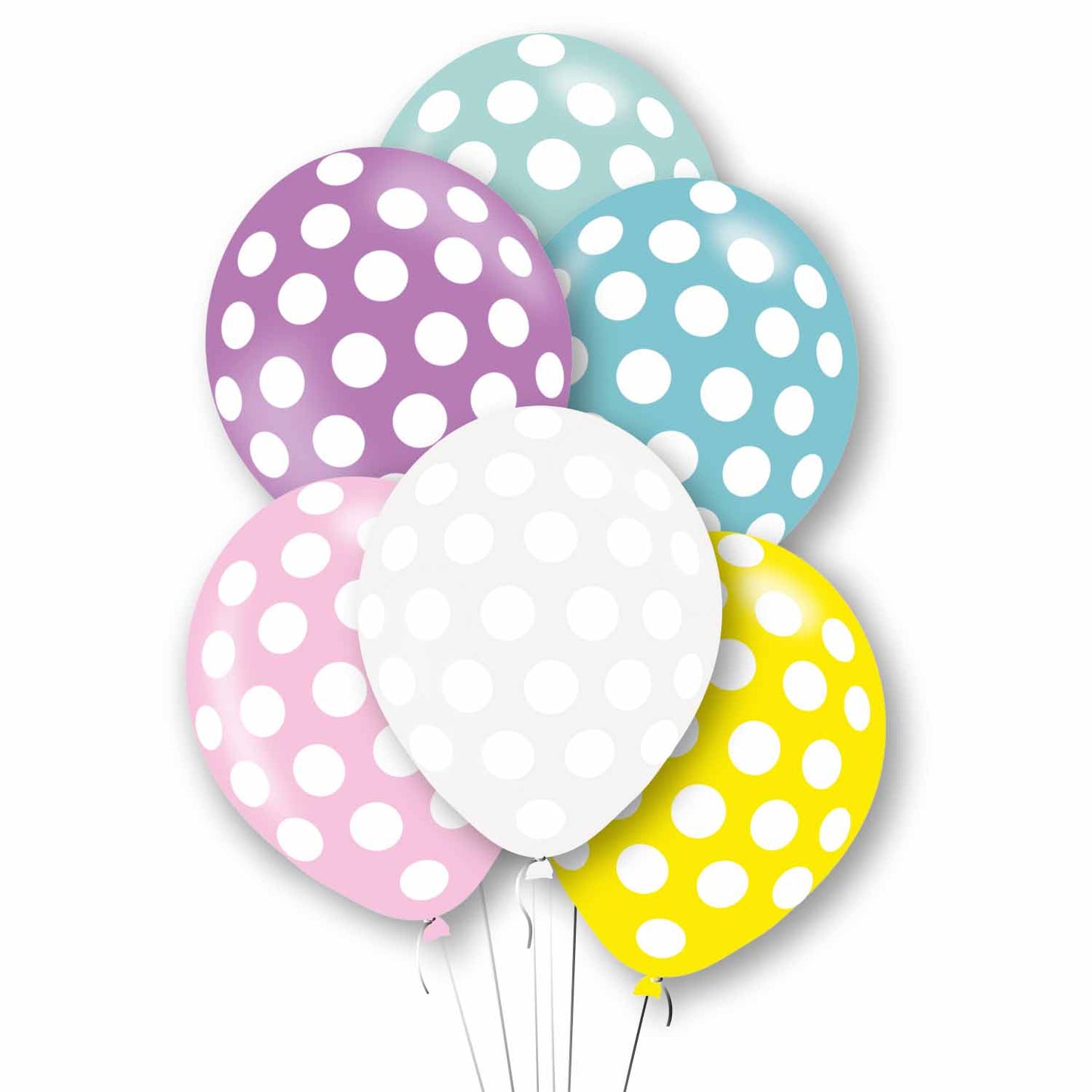 Polka Dot Mix Latex Balloons 11"/27.5cm - 1 PKG/6