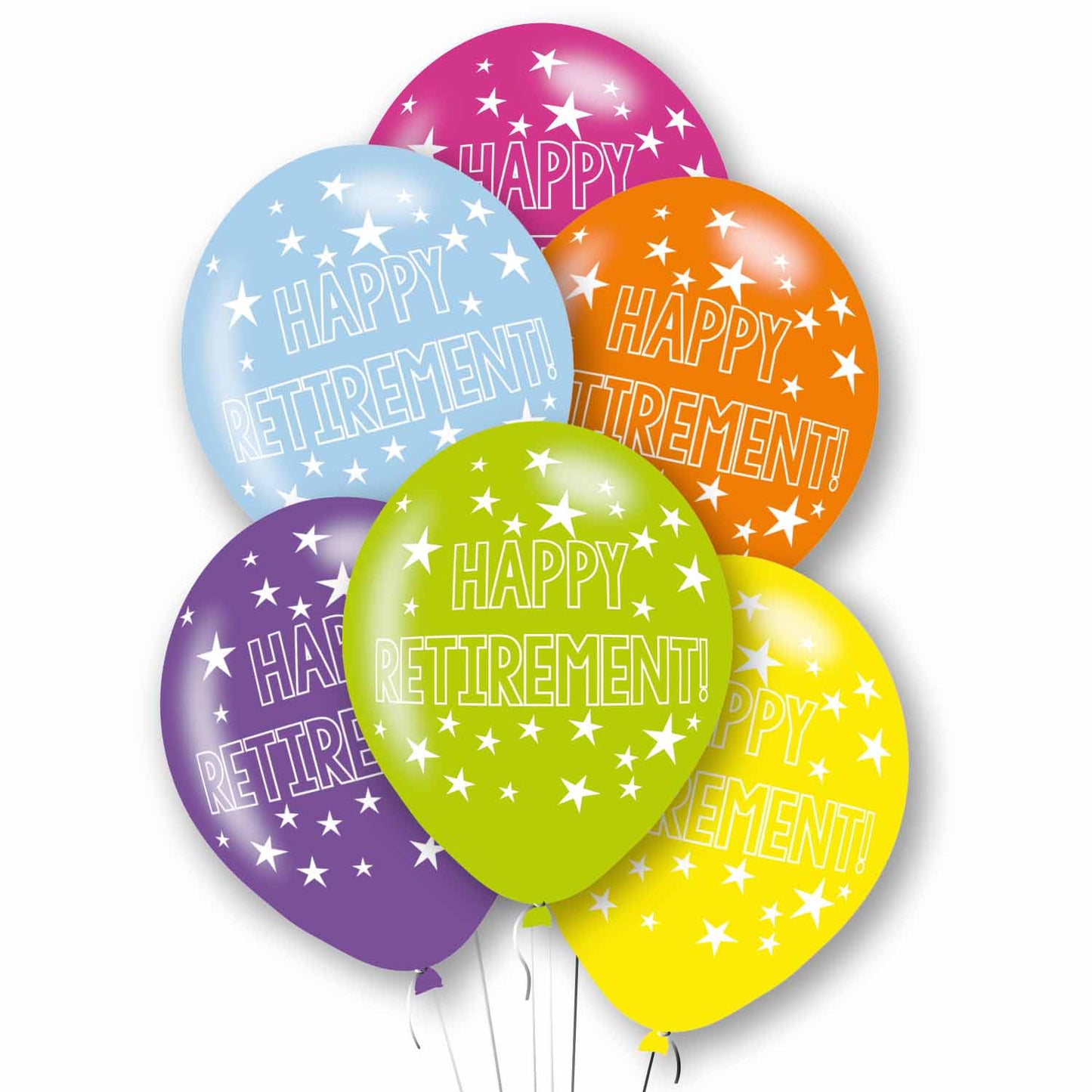 Happy Retirement Assorted Colours Balloons - 11" Latex (6ct)