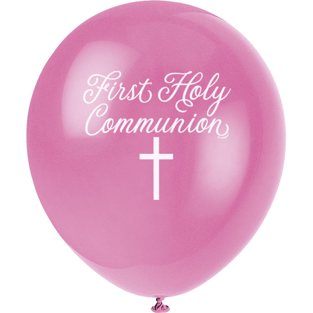 First Holy Communion Fancy Pink Cross - 11" Latex (8ct)