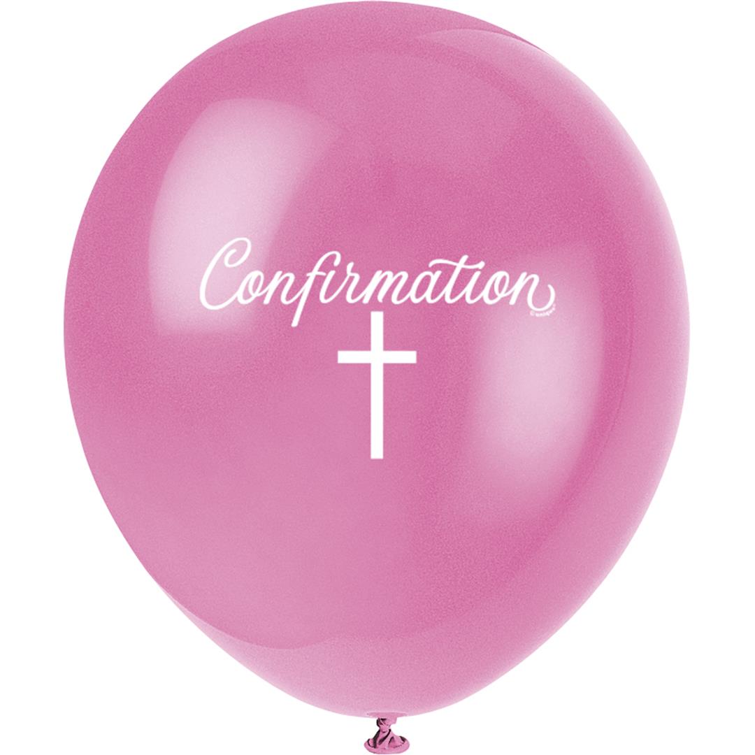 Confirmation Fancy Pink Cross - 11" latex 8ct